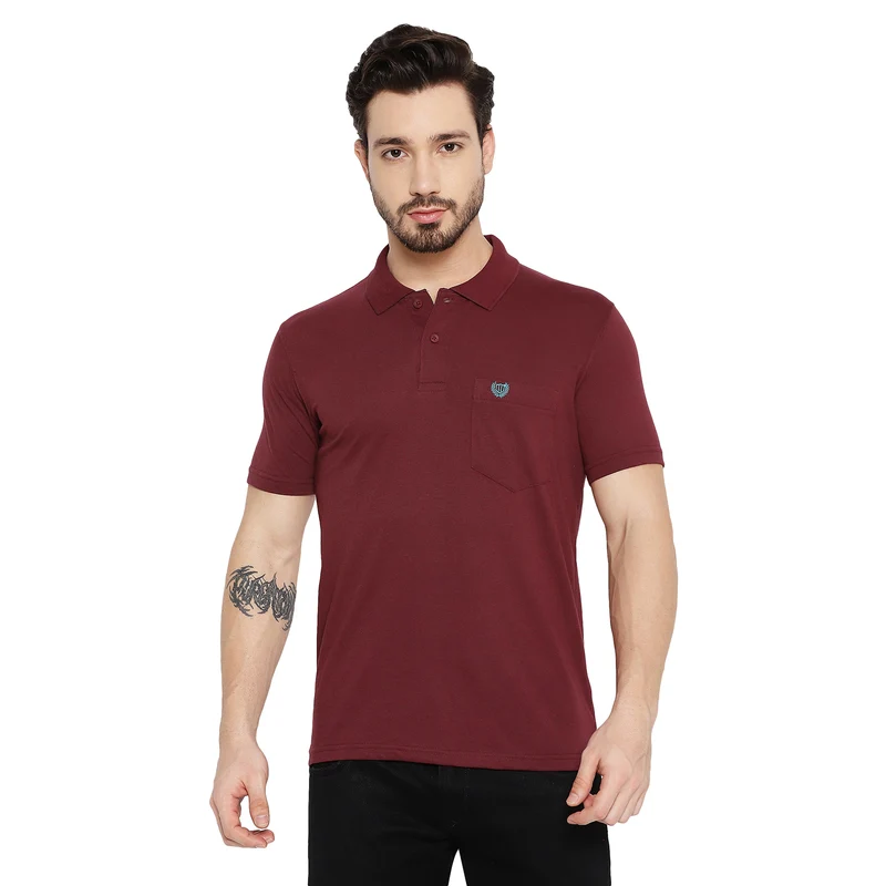 Duke Urban Men Half Sleeve Cotton T-shirt (SD43) 4XL / Wine Mix / Solid