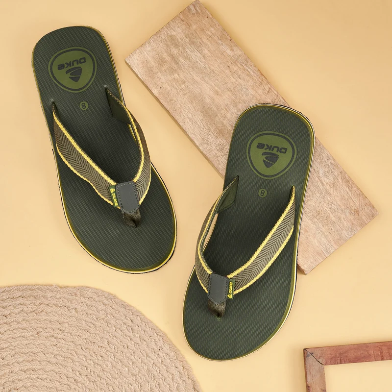 Duke Men Flip-flops (FWC6087) UK 8 / Olive / Color Block