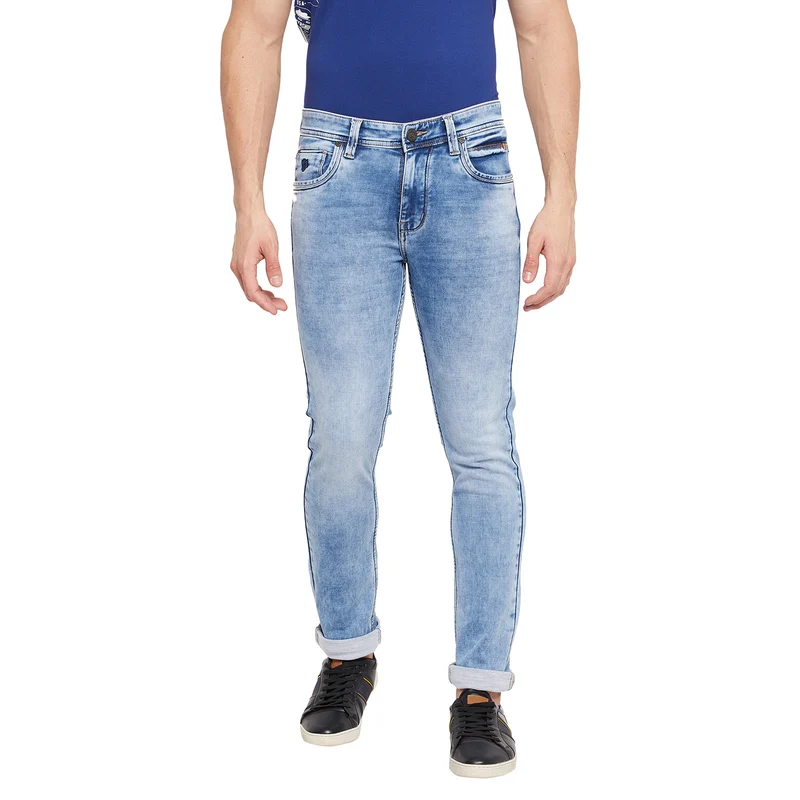 Duke Urban Men Slim Fit Stretchable Jeans (SDD5266) Ice Blue / 36 / Washed