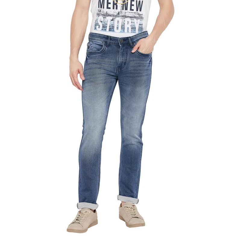 Duke Urban Men Slim Fit Stretchable Jeans (SDD5268) D.Blue / 30 / Washed