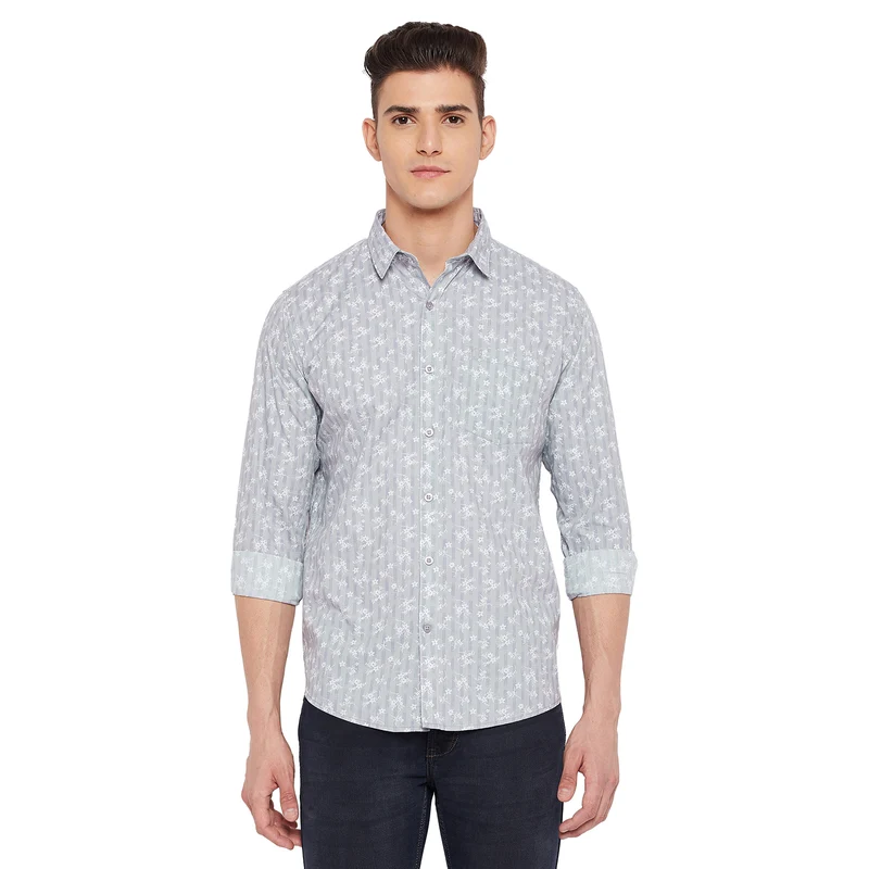 Duke Stardust Men Full Sleeve Cotton Shirt (SDO7PRSJ) S / Cement / Printed