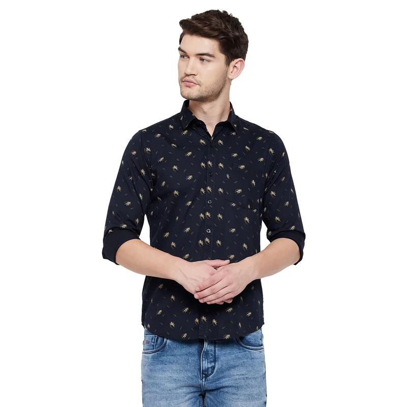 Duke Urban Men Full Sleeve Cotton Shirt (SDO7PRSK) L / Navy / Printed