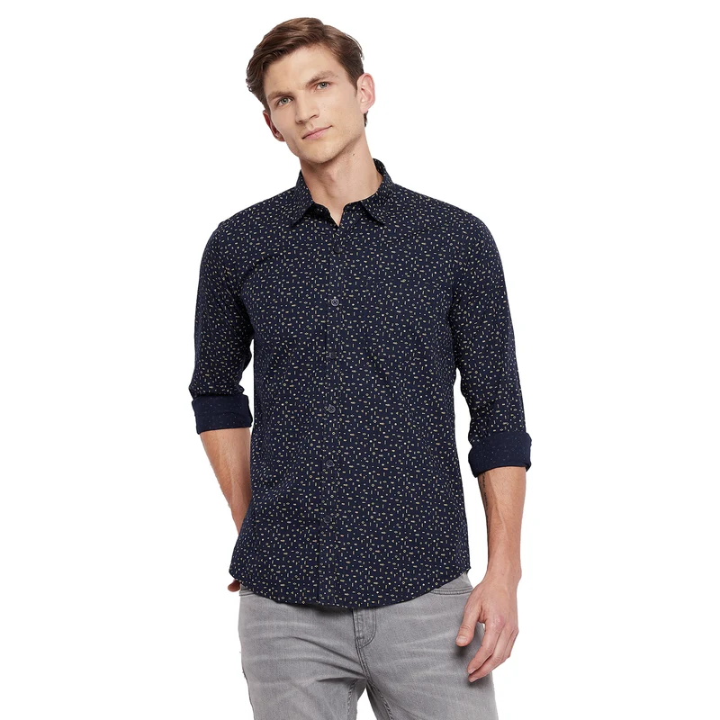 Duke Urban Men Full Sleeve Cotton Shirt (SDO7PRSL) L / Navy / Printed