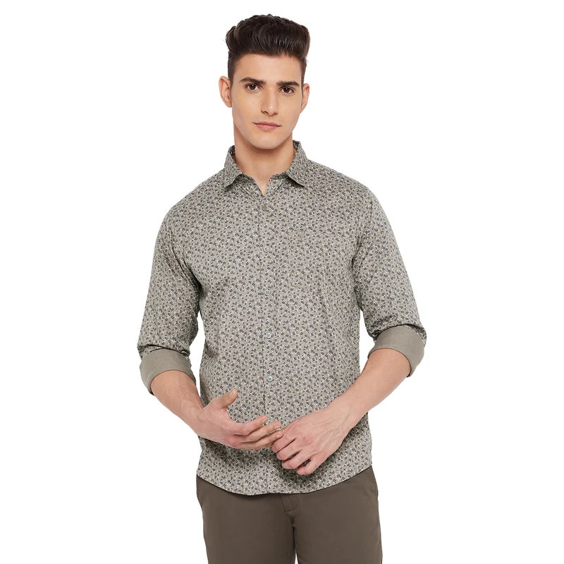 Duke Stardust Men Full Sleeve Cotton Shirt (SDO7PRSM) XL / L.Grey / Printed