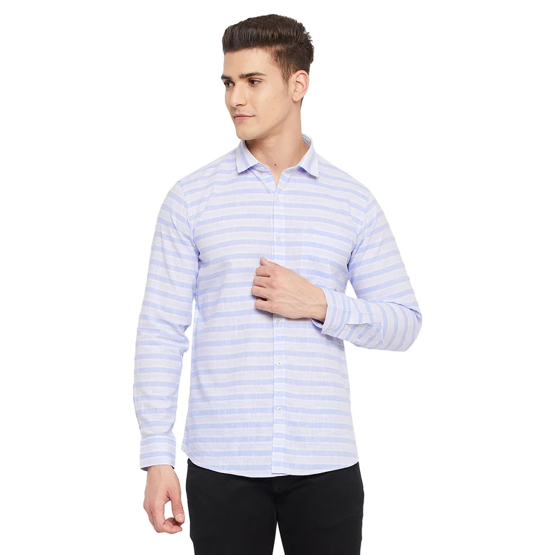 Duke Stardust Men Full Sleeve Cotton Shirt (SDO8978) L / Blue / Striped