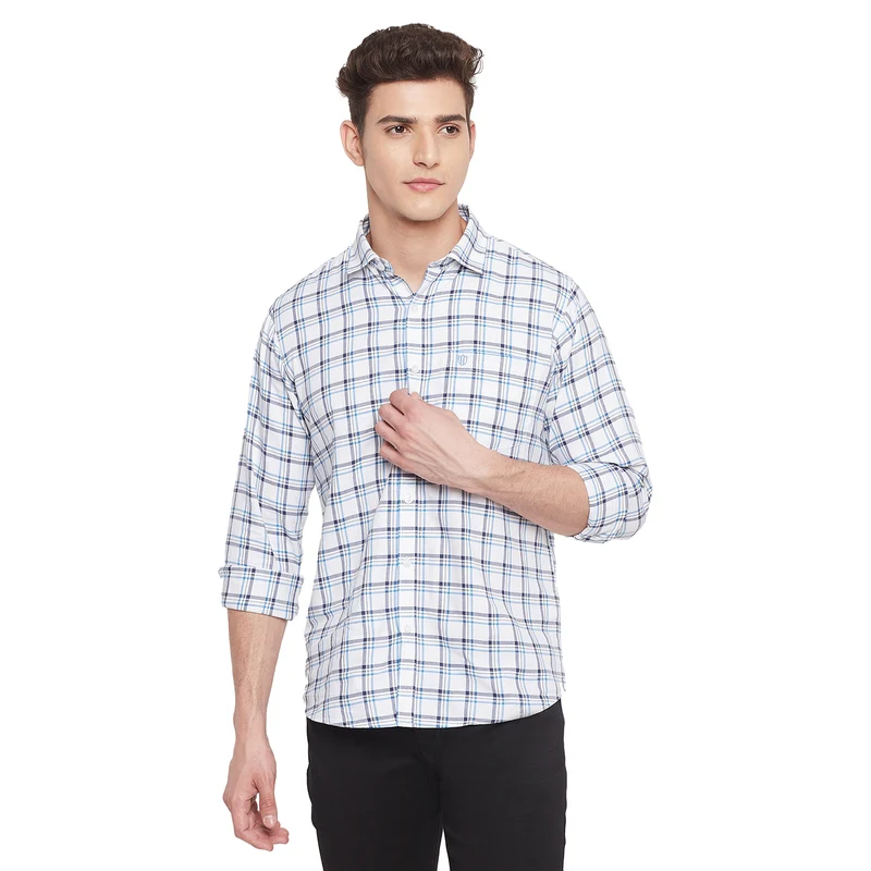 Duke Urban Men Full Sleeve Cotton Shirt (SDO9CKTD) L / White Sky / Checkered