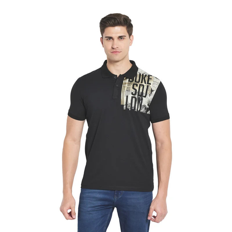 Duke Stardust Men Half Sleeve Cotton T-Shirt (LF5245) Black / S / Printed