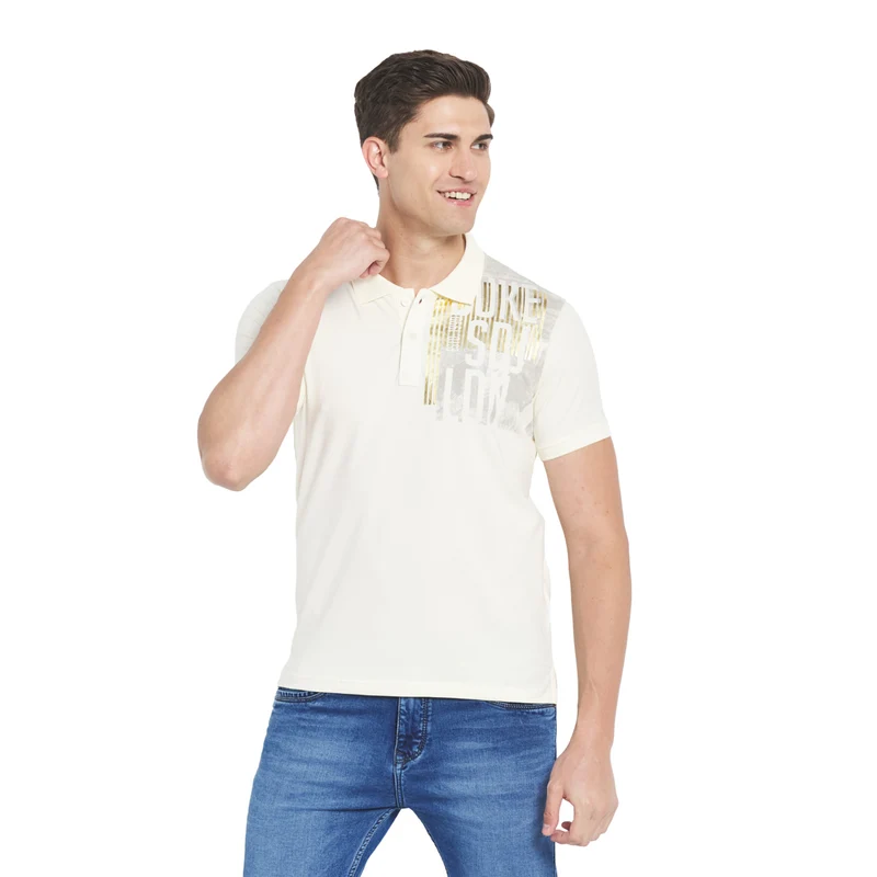 Duke Stardust Men Half Sleeve Cotton T-Shirt (LF5245) Off White / S / Printed