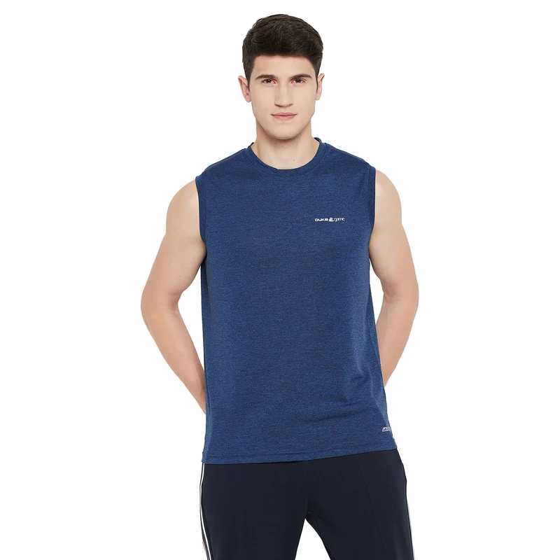 Duke Stardust Men Sleeveless Sports T-shirt (GD1162) L / Teal Mix / Heathered