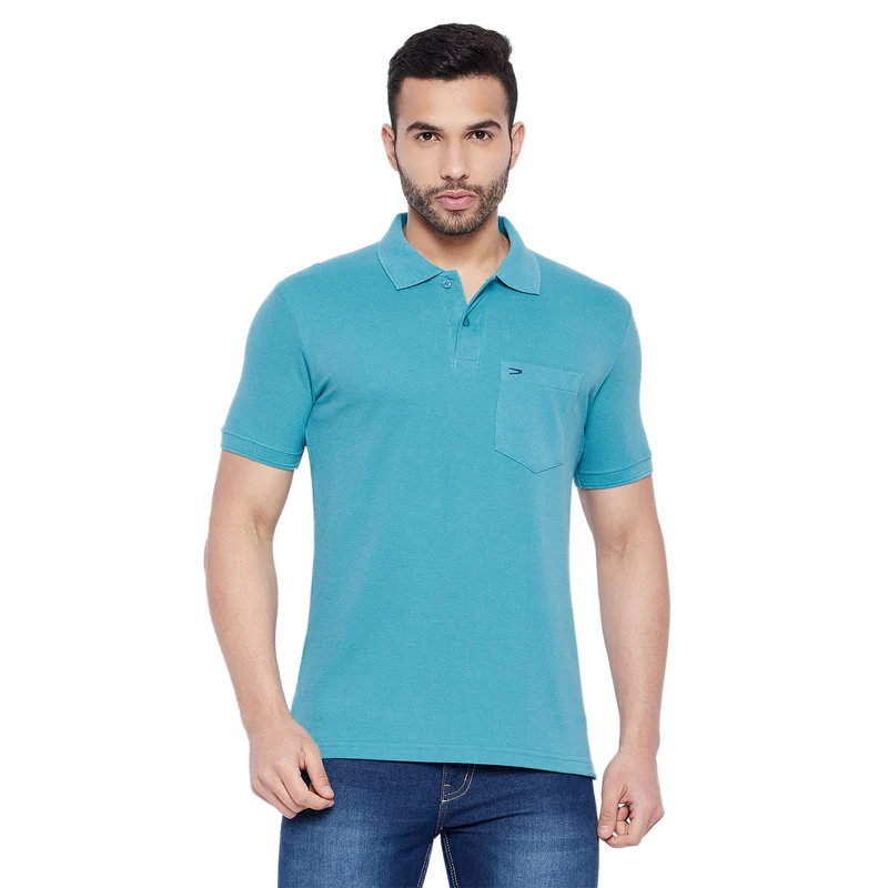 Duke Urban Men Half Sleeve Cotton T-shirt (600F) Sea Blue / M / Solid