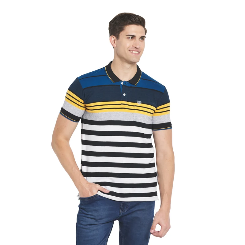 Duke Stardust Men Half Sleeve Cotton T-Shirt (LF5369) XXL / Stone Green / Striped