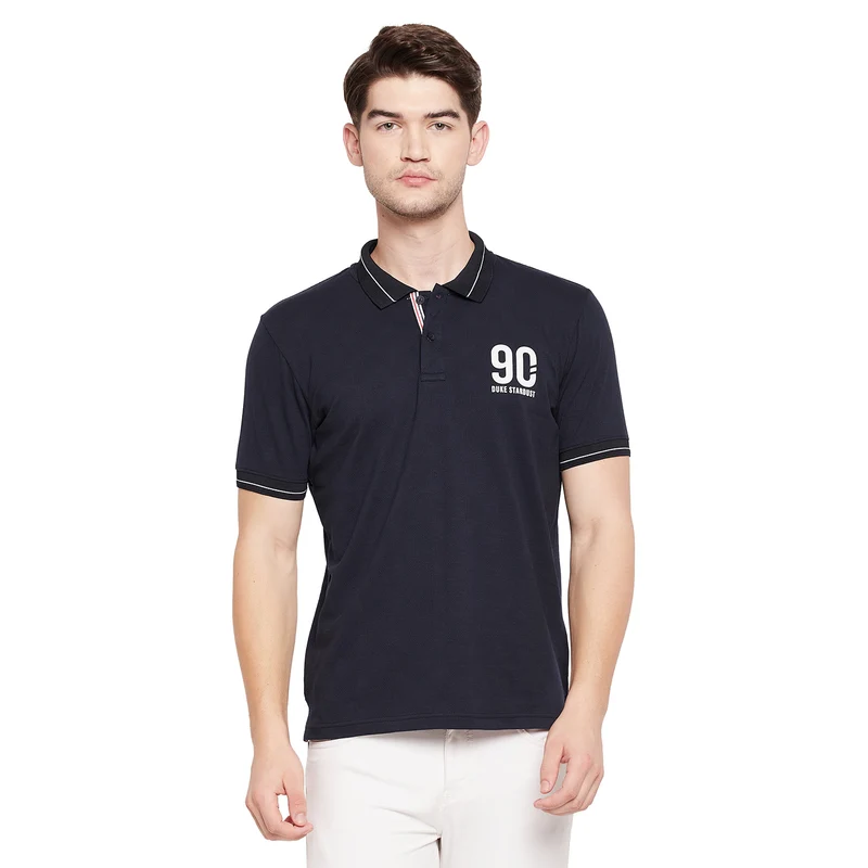 Duke Stardust Men Half Sleeve Cotton T-shirt (LF5269) D.Navy / M / Solid