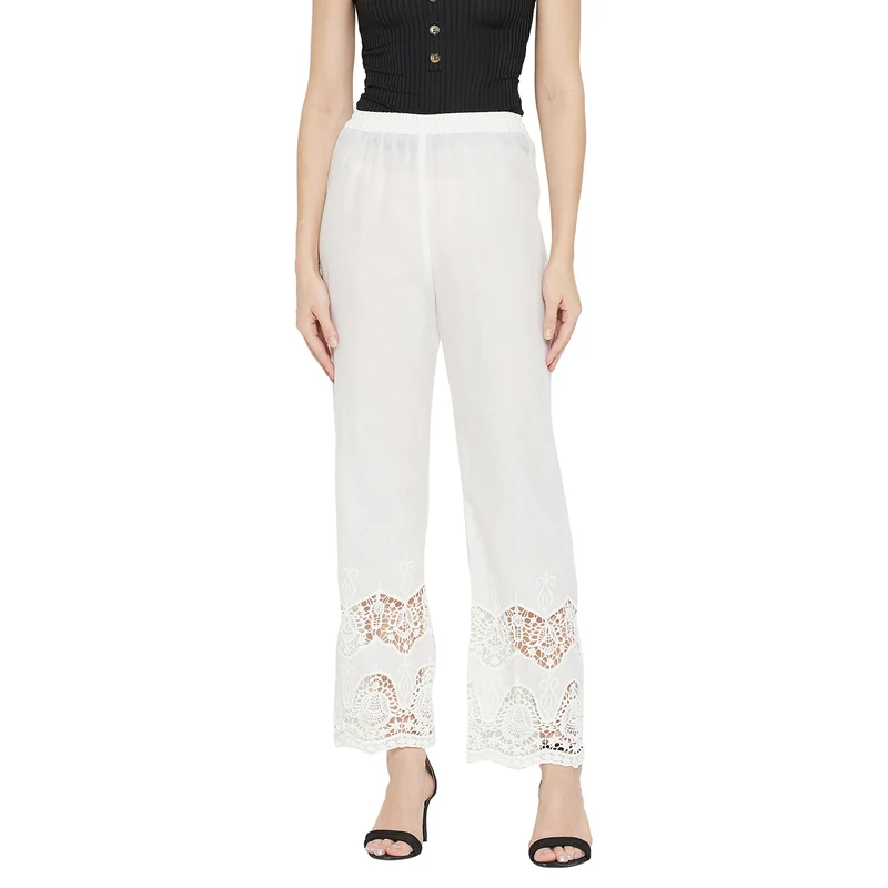 Duke Urban Women Regular Palazzo (SDX3908) S / Off White / Solid