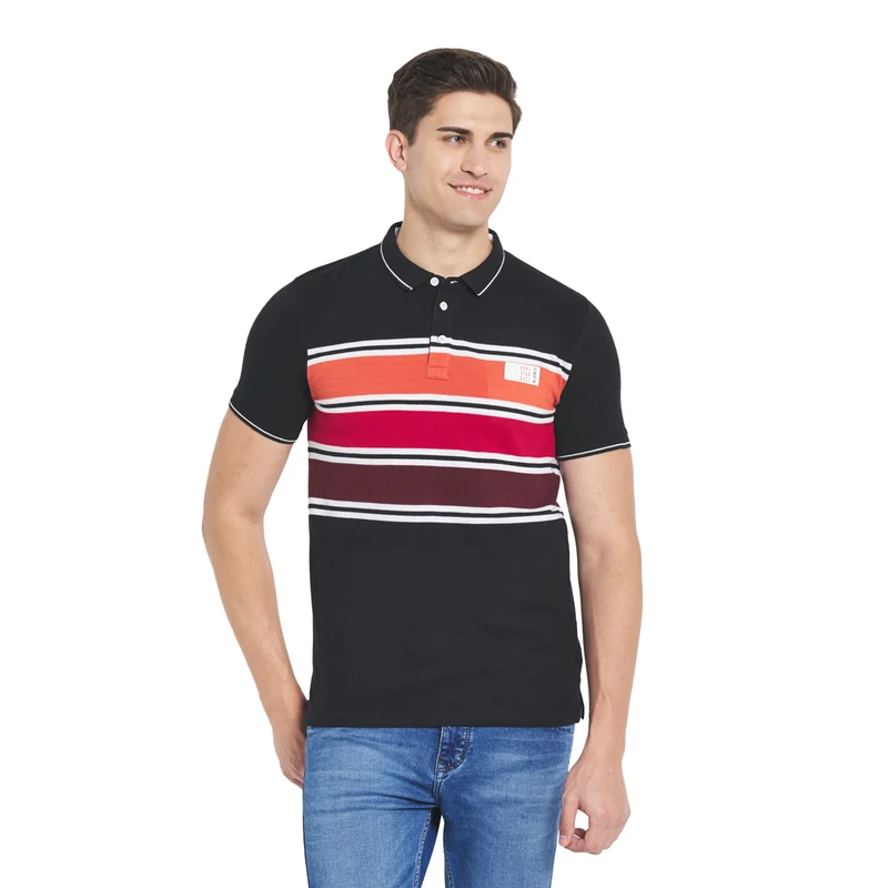 Duke Stardust Men Half Sleeve Cotton T-Shirt (LF5242) M / Black / Striped