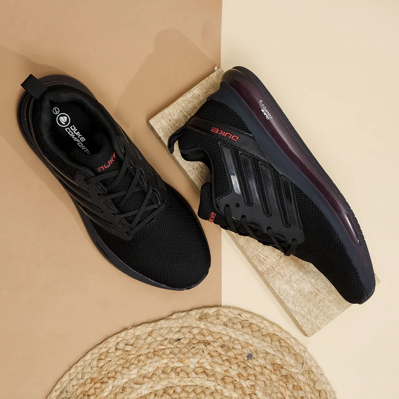 Duke Men Sports Shoes (FWOL1412) Black / 10 UK / Solid Contrast