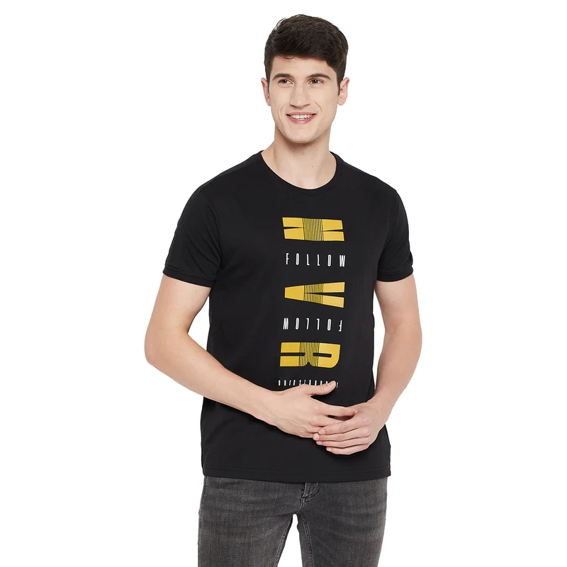 Duke Stardust Men Half Sleeve Cotton T-Shirt (MTLF332) M / Black / Printed