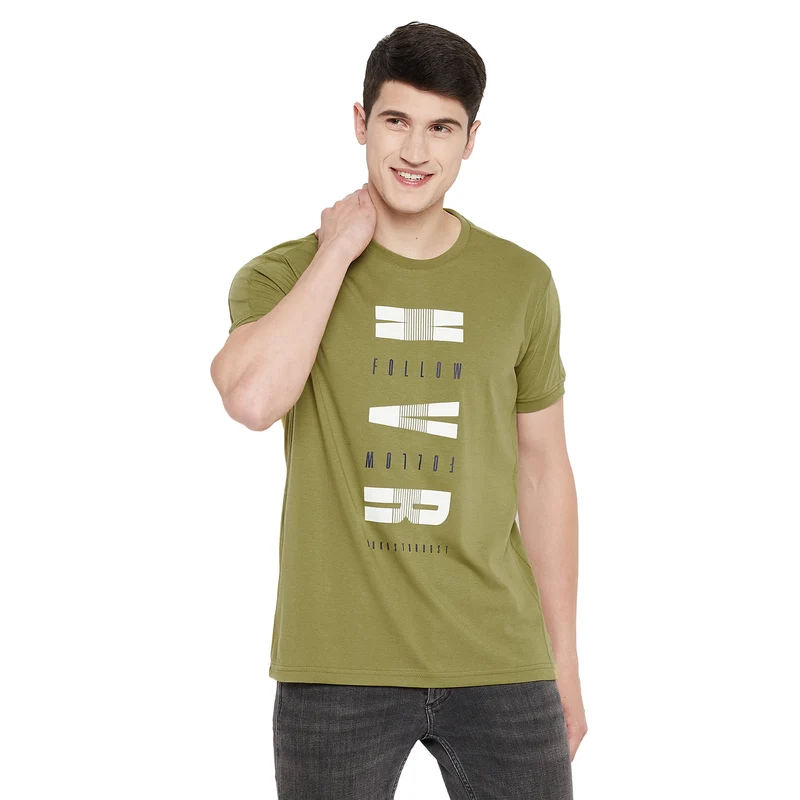 Duke Stardust Men Half Sleeve Cotton T-Shirt (MTLF332) S / L.Olive / Printed