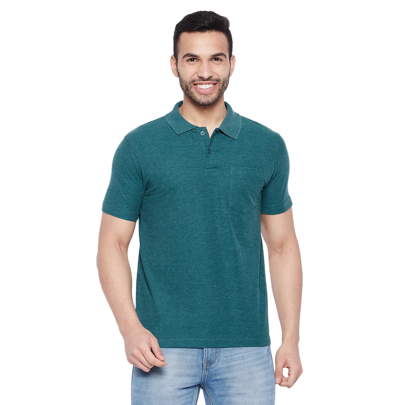 Duke Urban Men Half Sleeve Cotton T-shirt (500F) Teal Mix / L / Solid