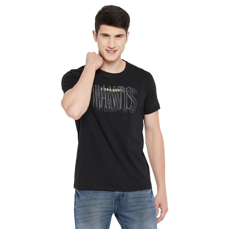 Duke Stardust Men Half Sleeve Cotton T-Shirt (MTLF329) Black / XL / Printed