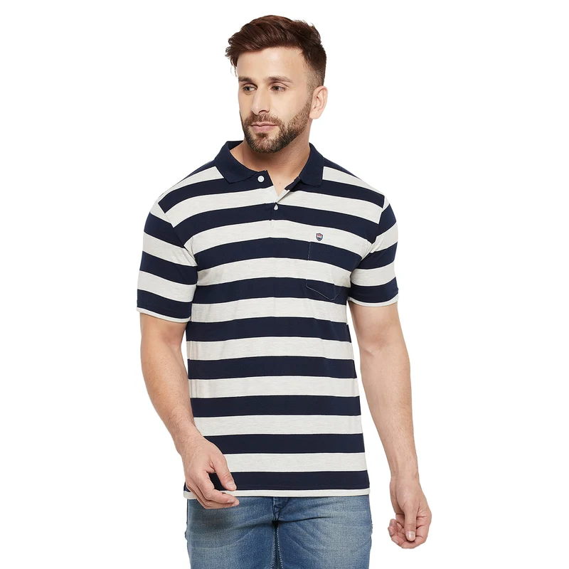 Duke Stardust Men Half Sleeve Cotton T-Shirt (MTLF344) L / D.Navy / Striped