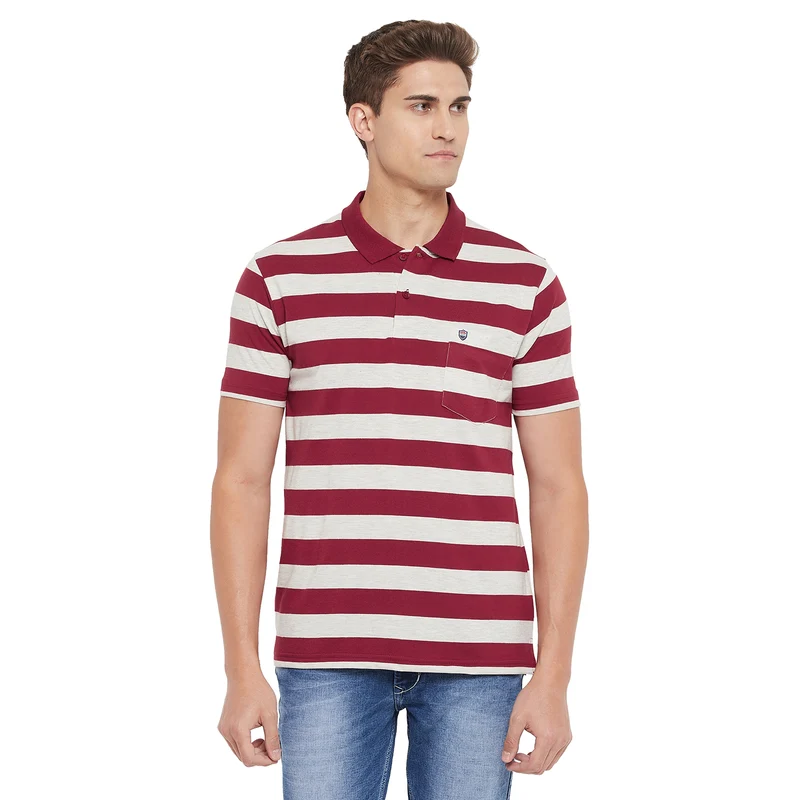 Duke Stardust Men Half Sleeve Cotton T-Shirt (MTLF344) M / Wine / Striped