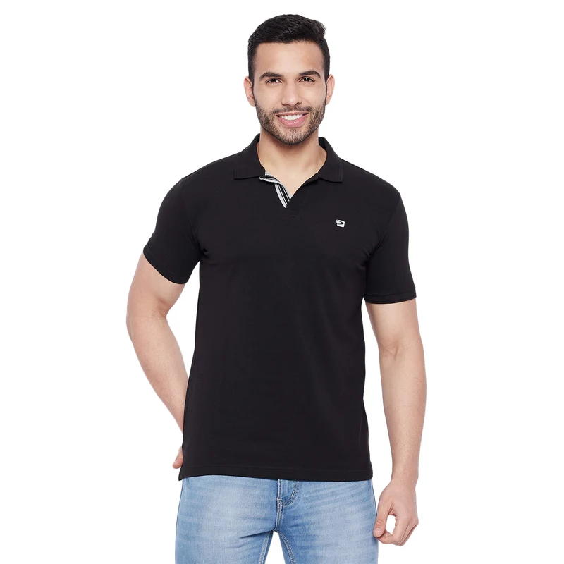 Duke Urban Men Half Sleeve Cotton T-shirt (5035F) Black / L / Solid