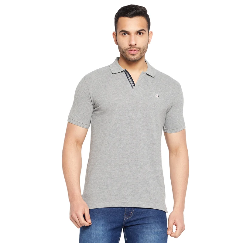 Duke Urban Men Half Sleeve Cotton T-shirt (5035F) M.Grey Melange / M / Solid