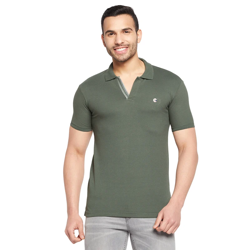 Duke Urban Men Half Sleeve Cotton T-shirt (5035F) Stone Green / L / Solid