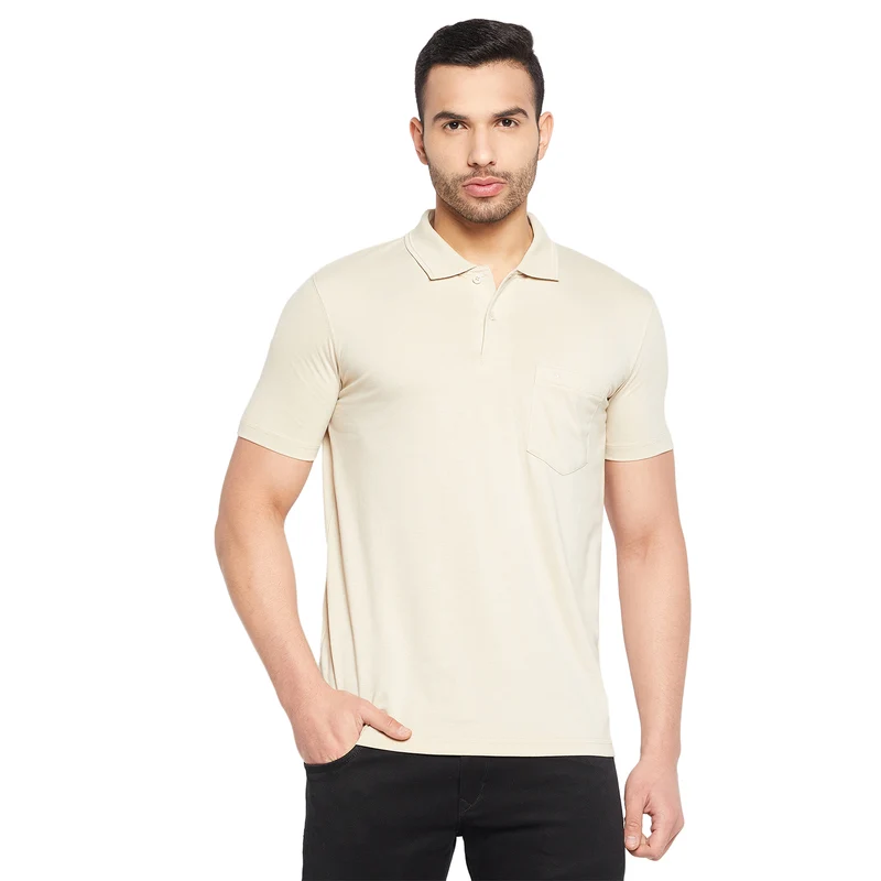 Duke Stardust Men Half Sleeve Cotton T-shirt (580F) Fawn / XXL / Solid