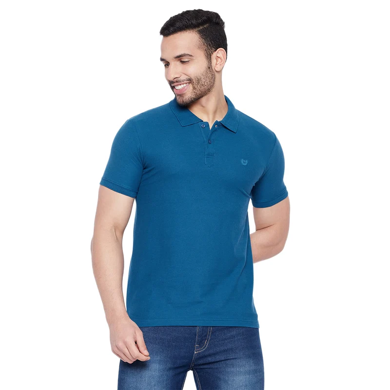 Duke Urban Men Half Sleeve Cotton T-shirt (800F) XL / Denim / Solid