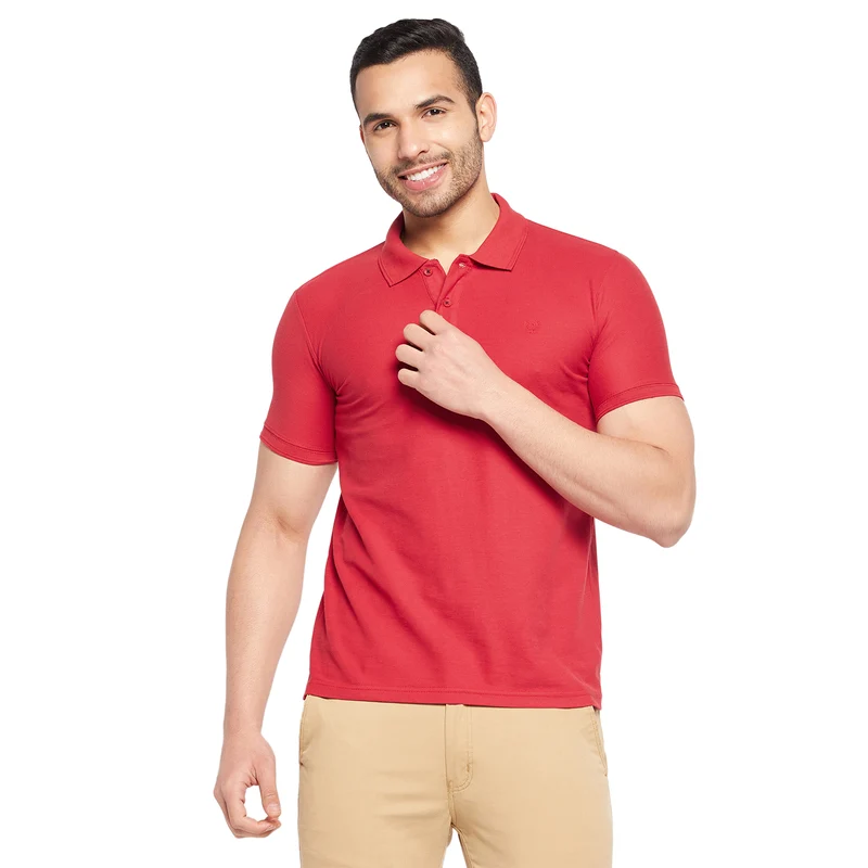 Duke Stardust Men Half Sleeve Polo Neck Cotton T-shirt (800F) More Colors 4XL / Red / Solid