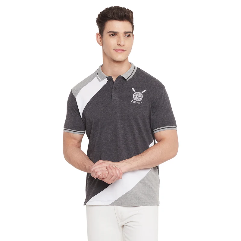 Duke Stardust Men Half Sleeve Cotton T-shirt (LF5267) XL / Anthra / Color Block