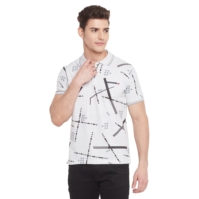 Duke Stardust Men Half Sleeve Cotton T-shirt (LF5351) White Alloy Hairy / S / Printed