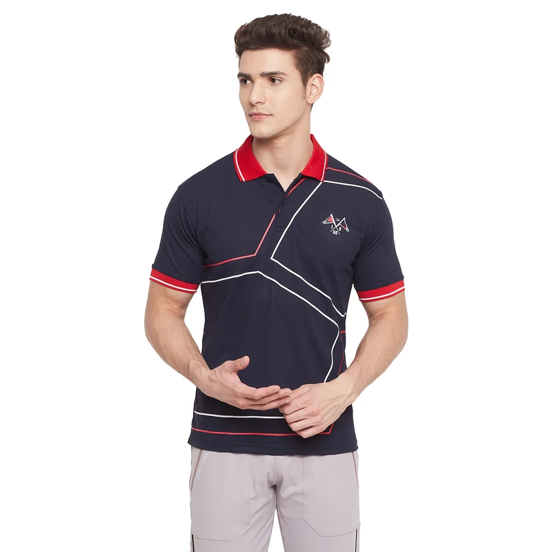 Duke Stardust Men Half Sleeve Sports T-shirt (GD1175) S / Navy / Printed
