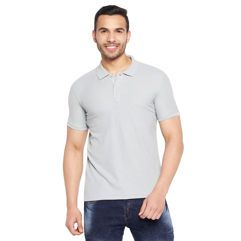 Duke Stardust Men Half Sleeve Polo Neck Cotton T-shirt (800F) More Colors 3XL / Cement / Solid