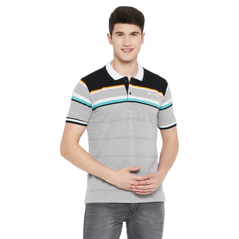 Duke Stardust Men Half Sleeve Cotton T-Shirt (LF5392) XXL / White / Striped