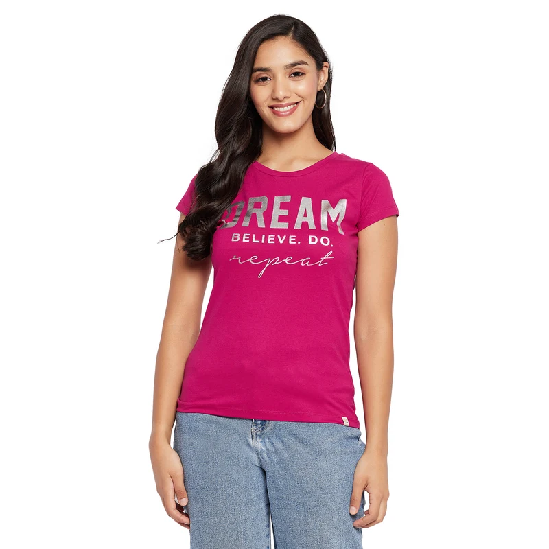 Duke Urban Round Neck Lady Top (LFX105) XL / Fuchsia / Printed