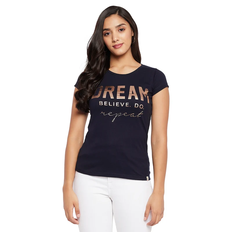 Duke Urban Round Neck Lady Top (LFX105) S / Navy / Printed