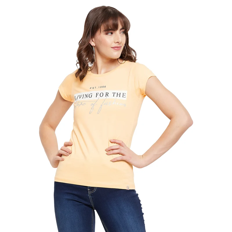 Duke Urban Round Neck Lady Top (LFX107) Banana Yellow / L / Printed