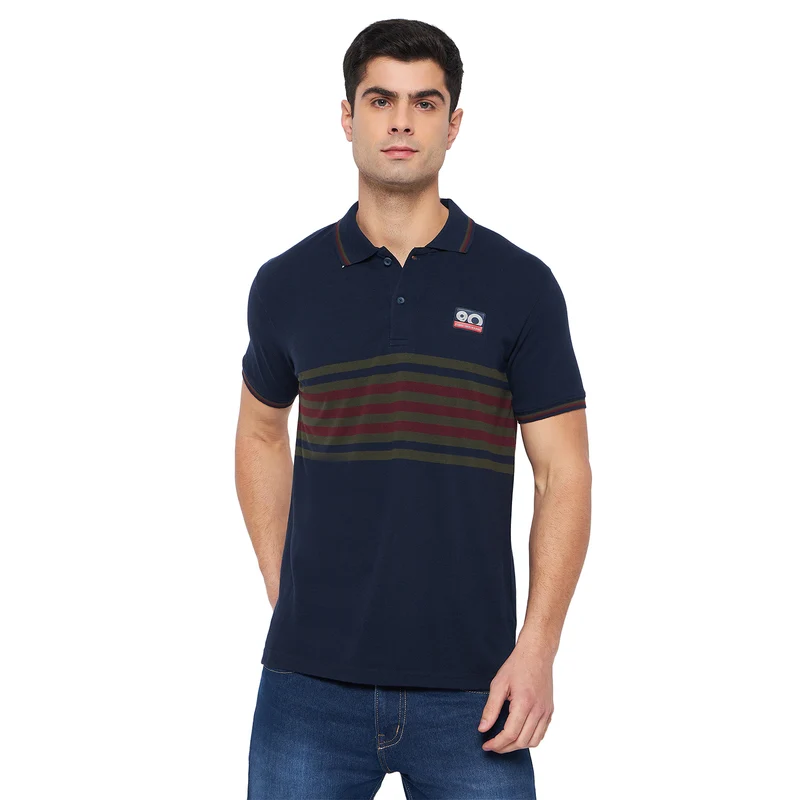 Duke Stardust Men Half Sleeve Cotton T-shirt (MLF5386) L.Navy / L / Striped