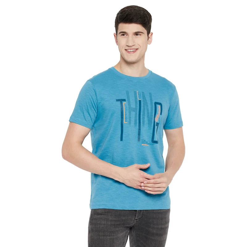 Duke Stardust Men Half Sleeve Cotton T-shirt (LF5272) XXL / Sea Blue / Printed