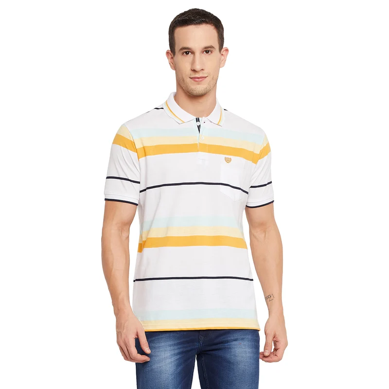 Duke Stardust Men Half Sleeve Cotton T-shirt (MTLF322) White / XXL / Striped