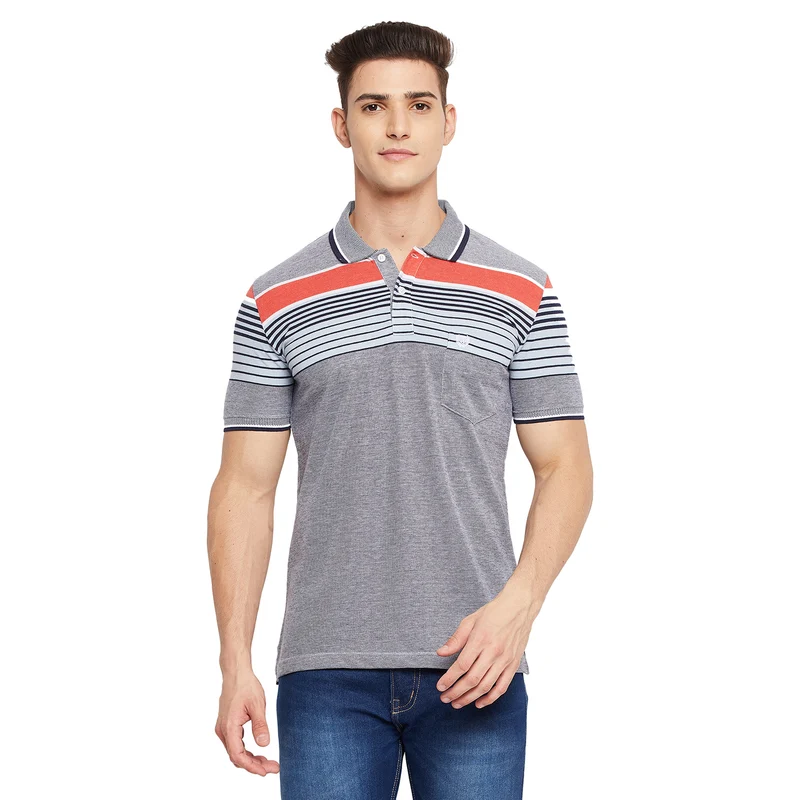 Duke Stardust Men Half Sleeve Cotton T-shirt (LF5395) M / Wine / Striped