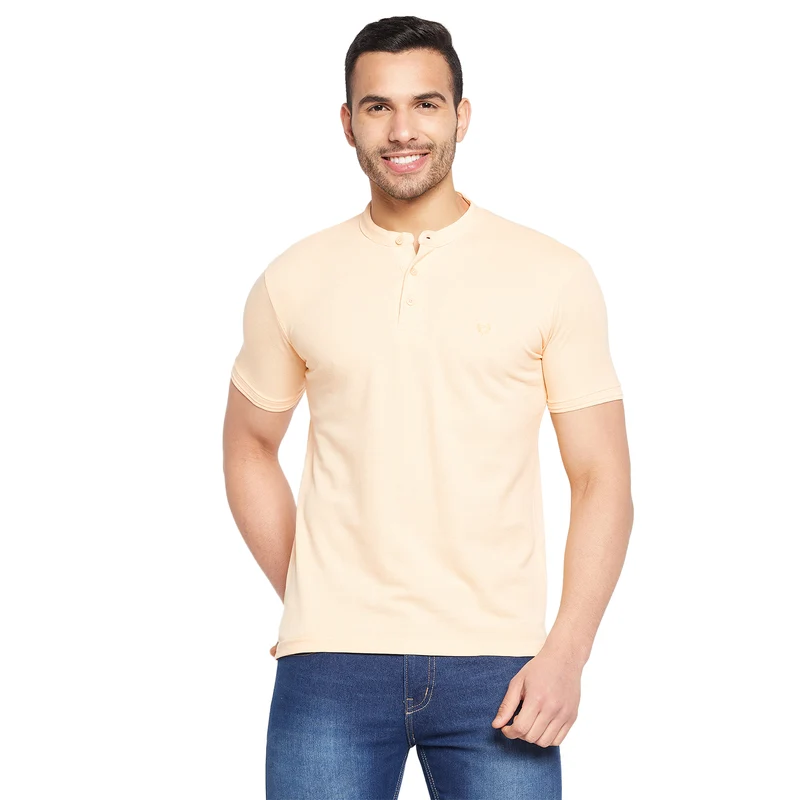 Duke Urban Men Half Sleeve Cotton T-shirt (1100AF) Butter / M / Solid