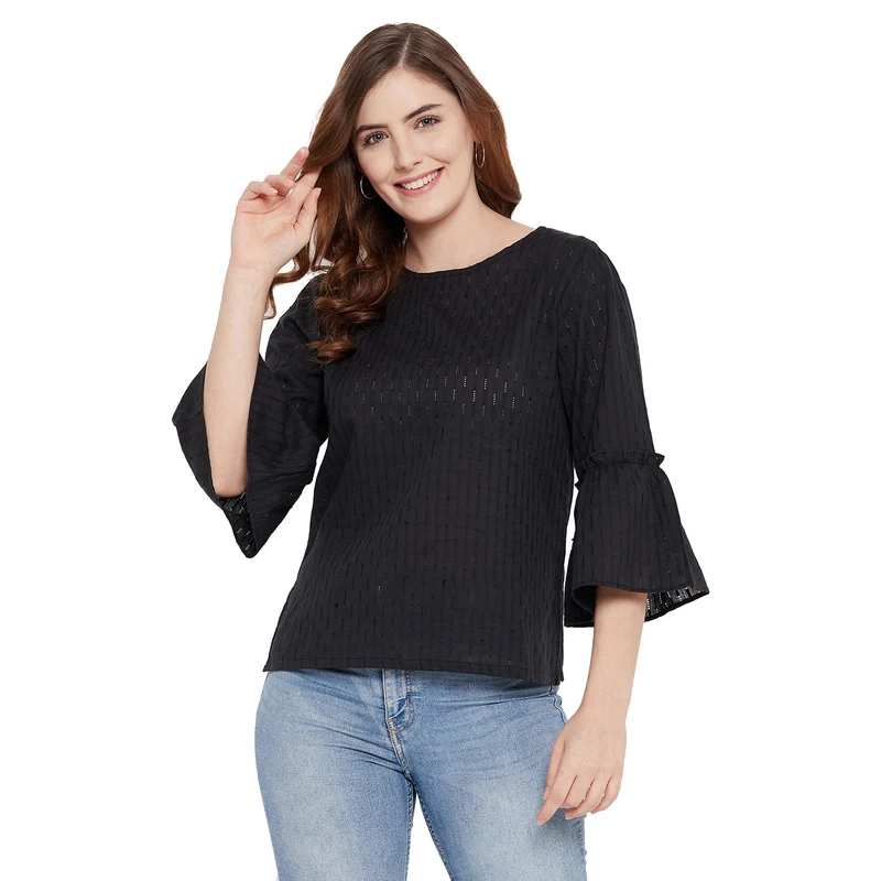 Duke Stardust Round Neck Lady Top (SDX3222) XL / Black / Striped
