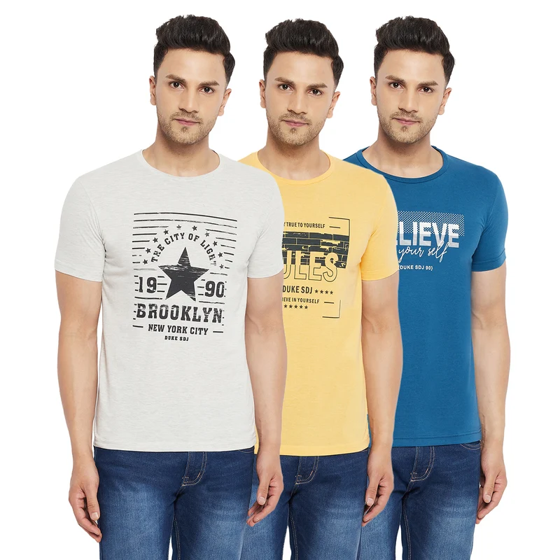 Duke Urban Men Half Sleeve Cotton T-shirt (SDVP38) Luxor / S / Printed