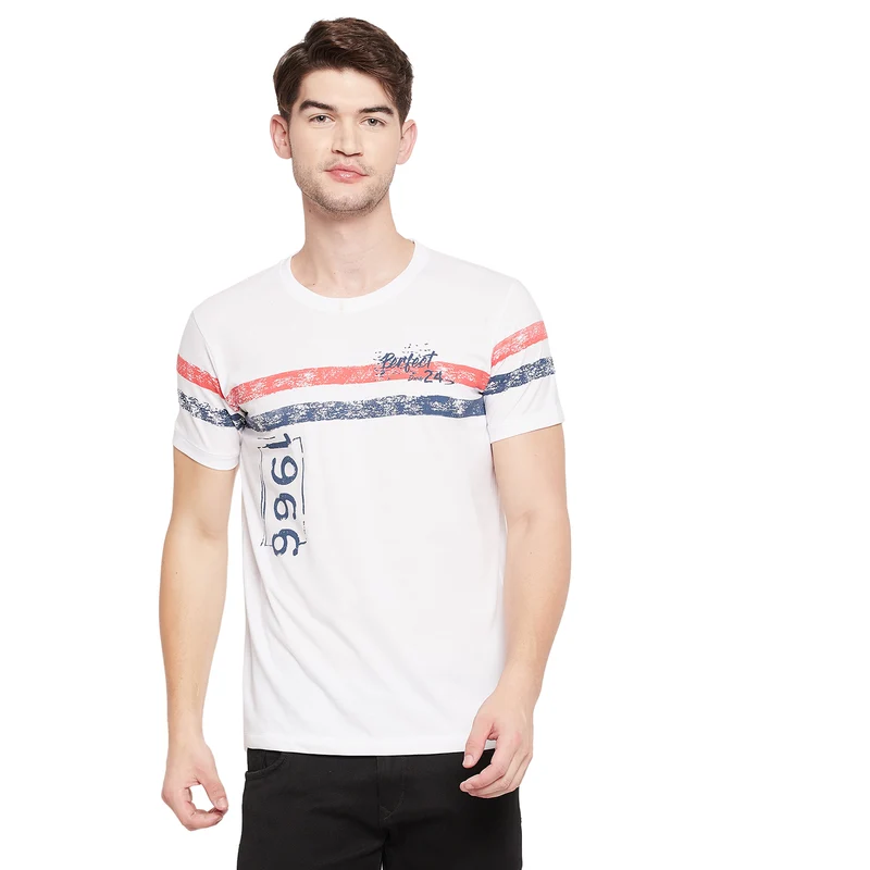 Duke Stardust Men Half Sleeve Cotton T-shirt (LF5244) White / XL / Printed