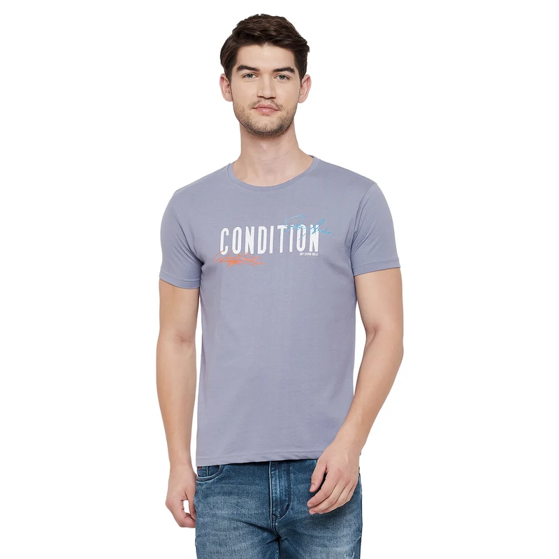 Duke Urban Men Half Sleeve Cotton T-shirt (LF5035) M / Purple / Printed