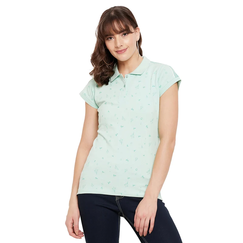 Duke Urban Collared Neck Lady Top (LFX118) M / Sea Pearl / Printed