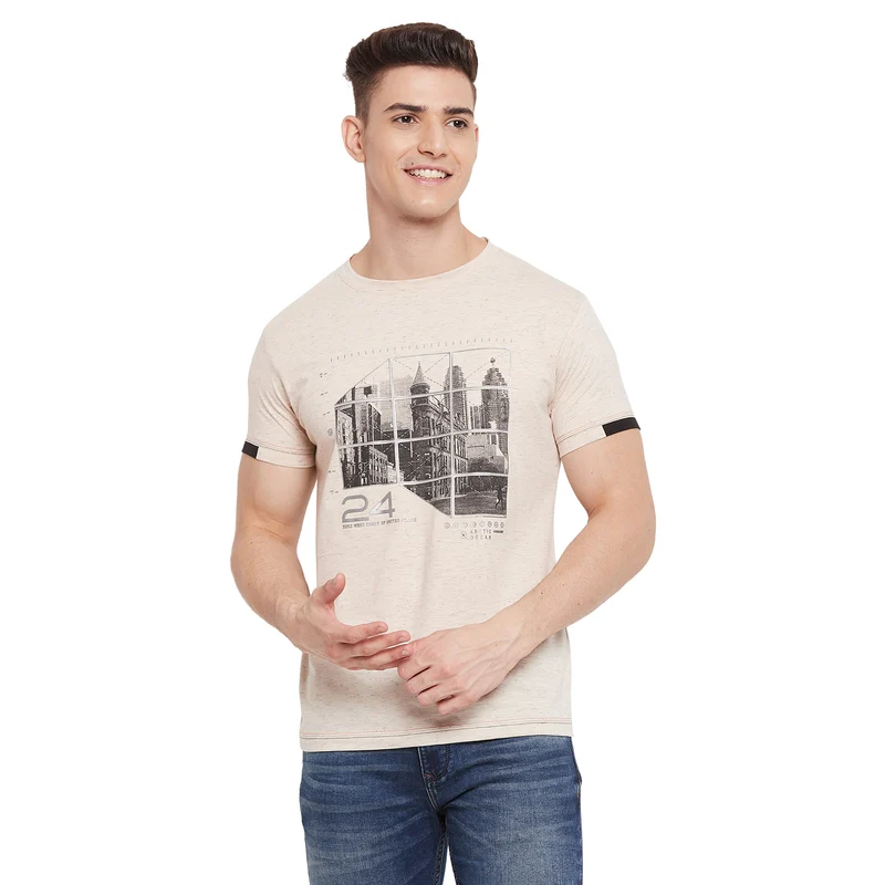 Duke Stardust Men Half Sleeve Cotton T-shirt (LF5261) Butter Hairy / M / Printed
